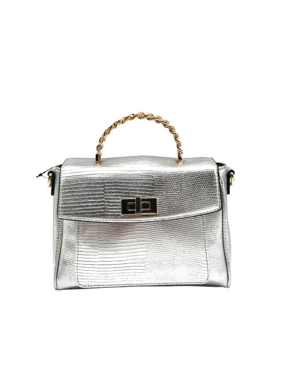 I.N.C. International Concepts Silver Faux Leather Emiliee Lizard Satchel